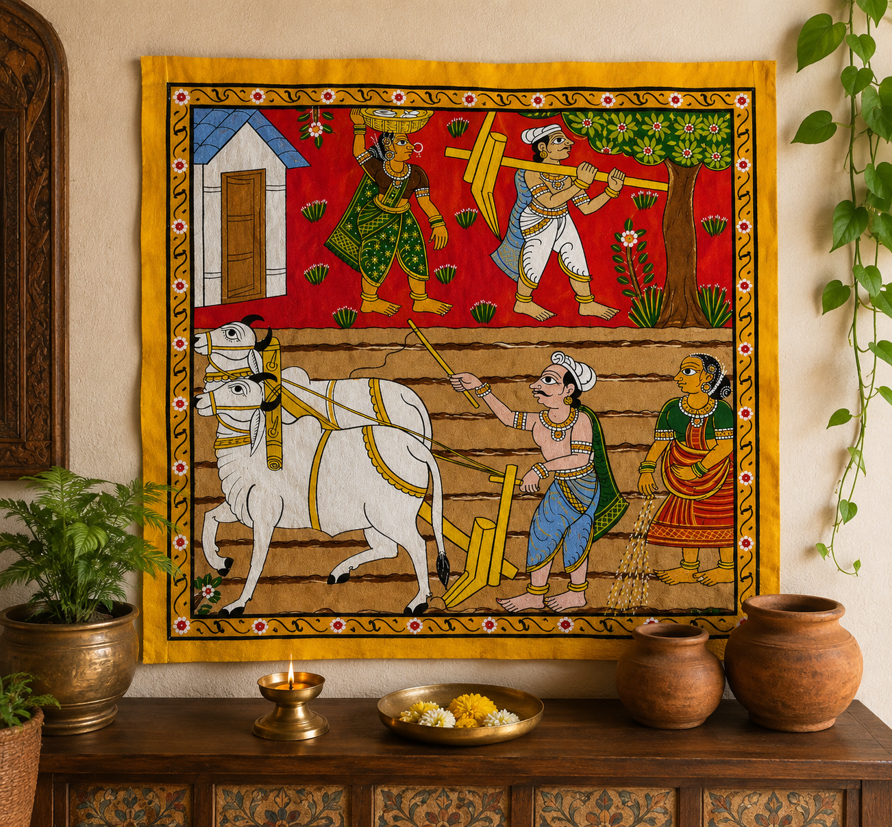 Cheriyal Painting agriculture Theme