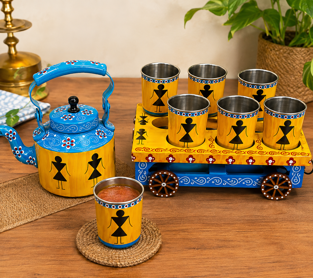 Thela Gadi Kettele & Glasses Set