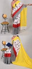 Bagru Natural Hand Block Print Cotton Mulmul Saree With Blouse Style 5