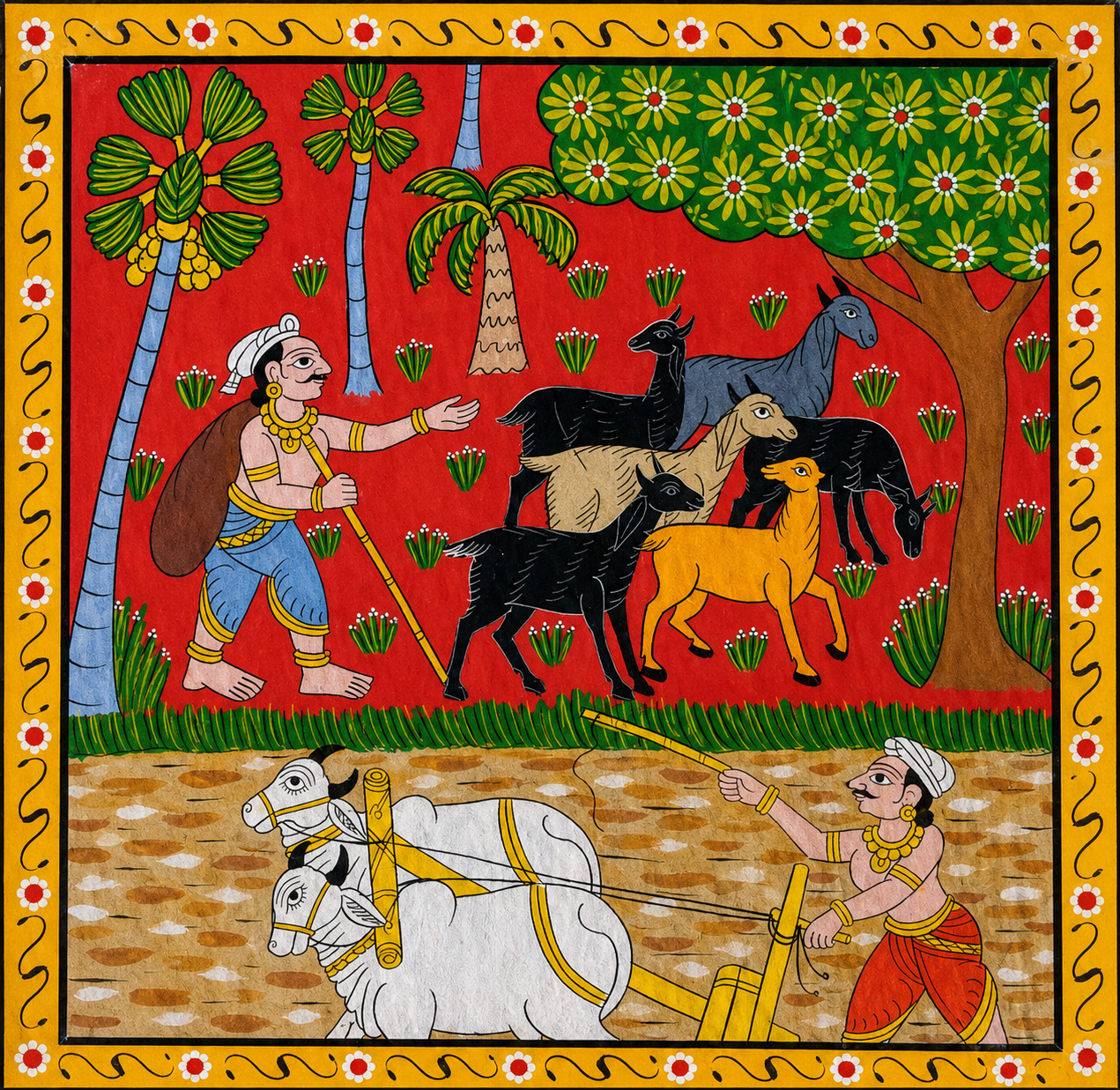 Cheriyal Painting village life Theme