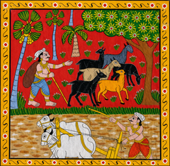 Cheriyal Painting village life Theme