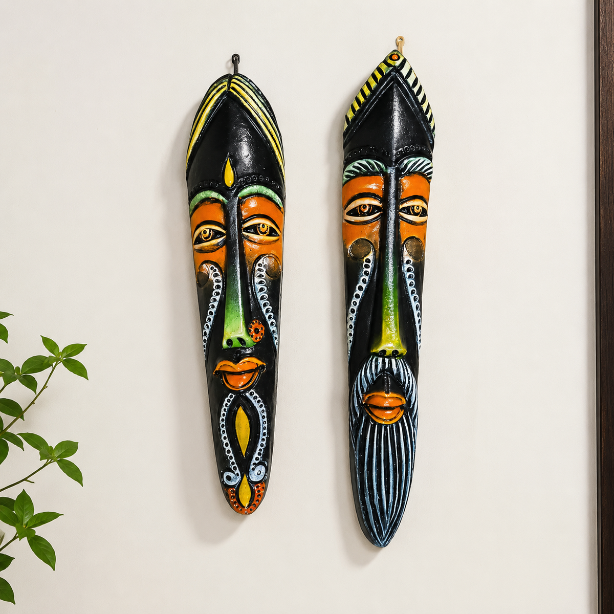 Thirukkanur Black and orange Face Wall Hanging