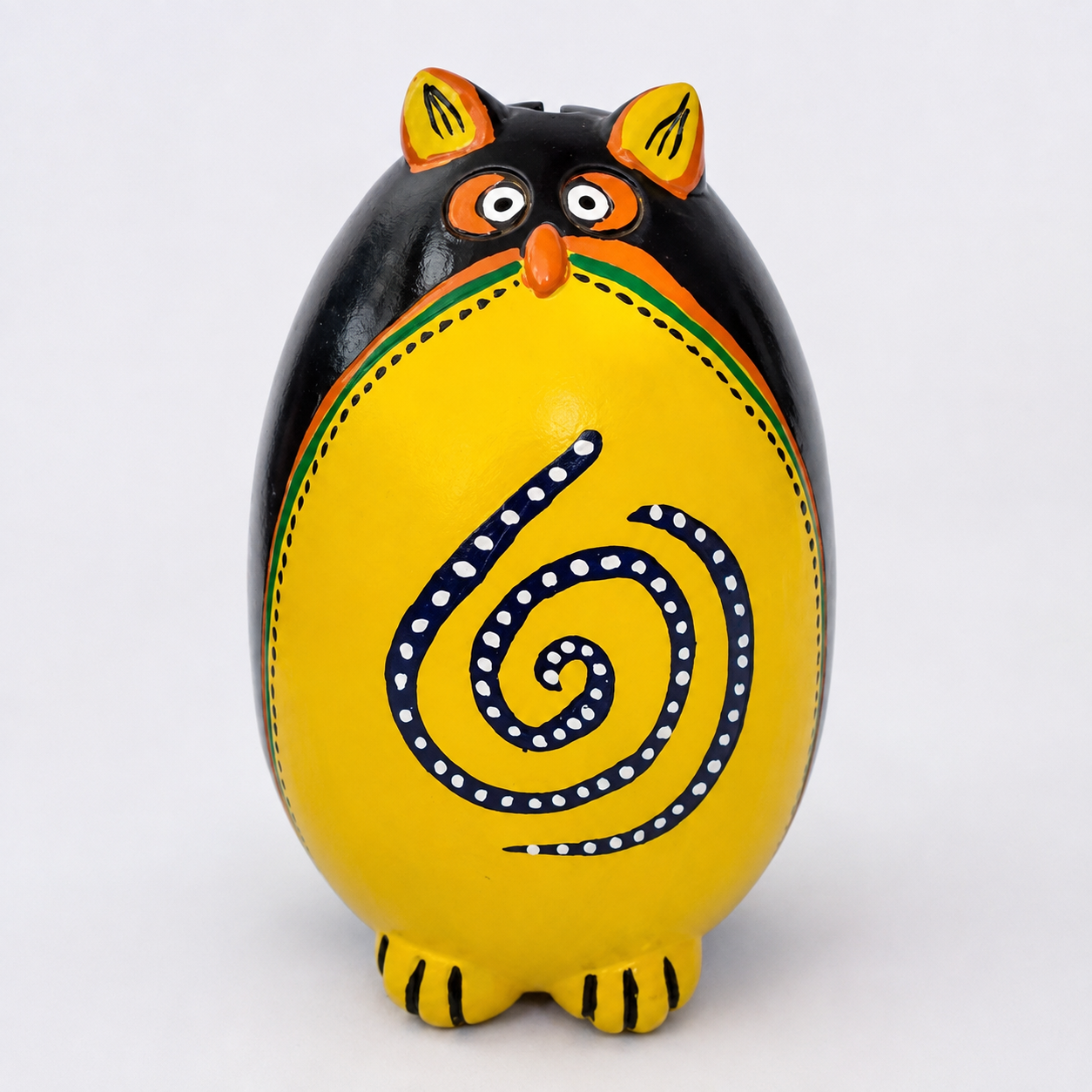 Handmade Beautiful Black Pottery of Nizamabad Owl Shape Money Bank/ Gullakh
