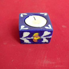 Handmade Beautiful Blue Pottery of Jaipur Candle Stand (Set of 4)