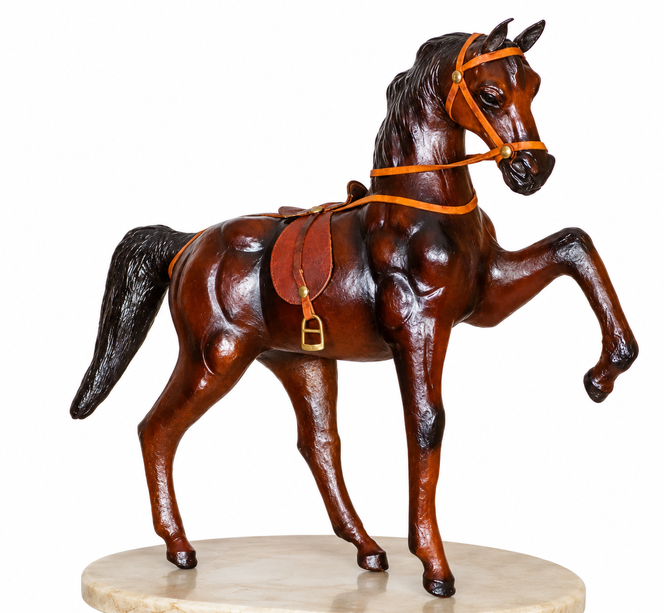 Leather Handicraft Trotting Horse - 6 Inch