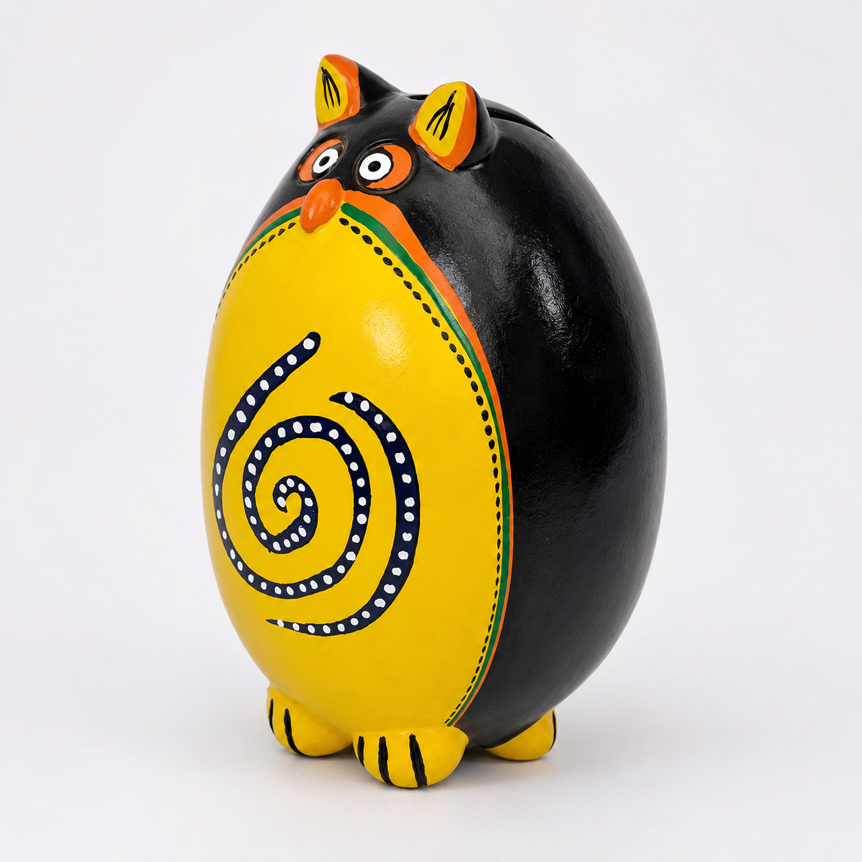 Handmade Beautiful Black Pottery of Nizamabad Owl Shape Money Bank/ Gullakh