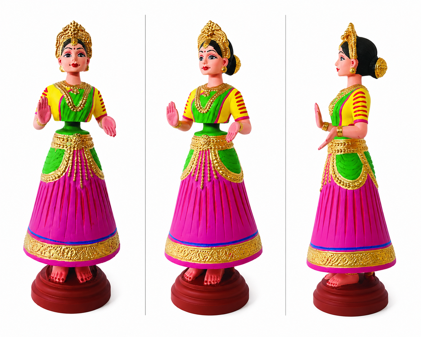 Handmade Traditional Beautiful Colorful Dancing Doll Design Kondapalli Bommallu Toy For Home Decor