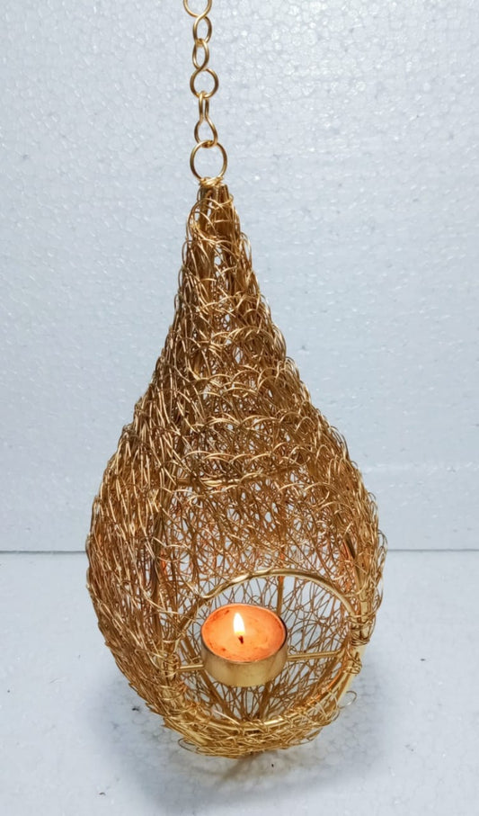 Bird's Nest Hanging Tea Light With Wax Candle