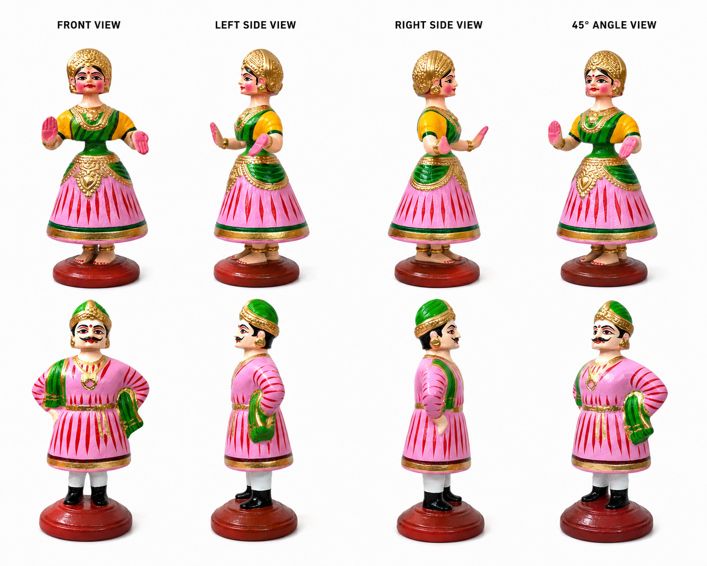Thanjavur Dancing King and Queen dolls - Set of 2