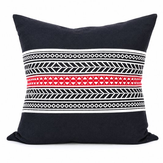 Toda Embroidered Cushion Cover - Black