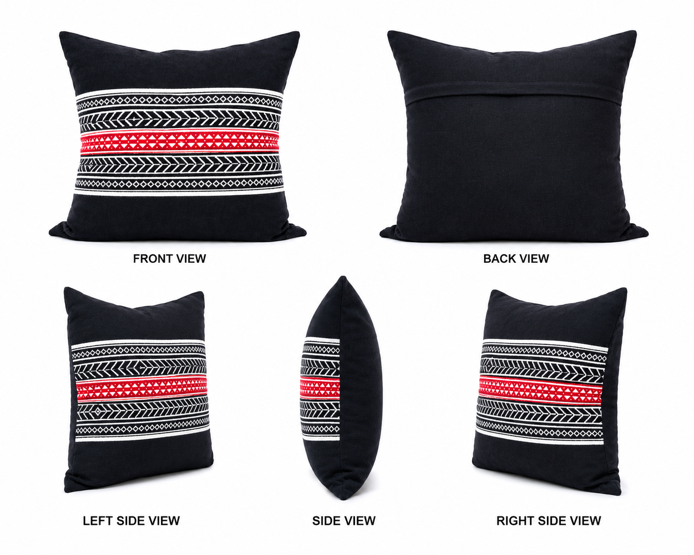 Toda Embroidered Cushion Cover - Black