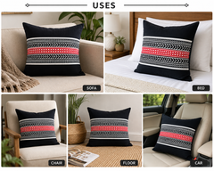 Toda Embroidered Cushion Cover - Black