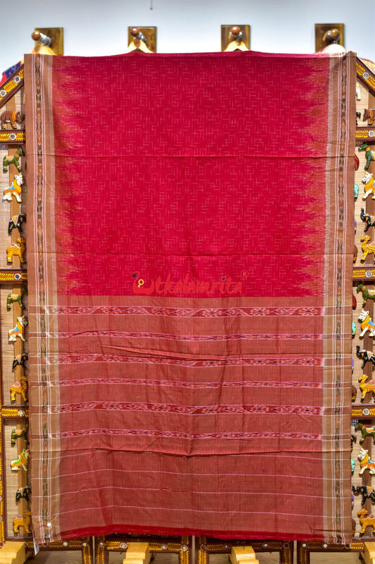 Red Brown Jharana Cotton Saree