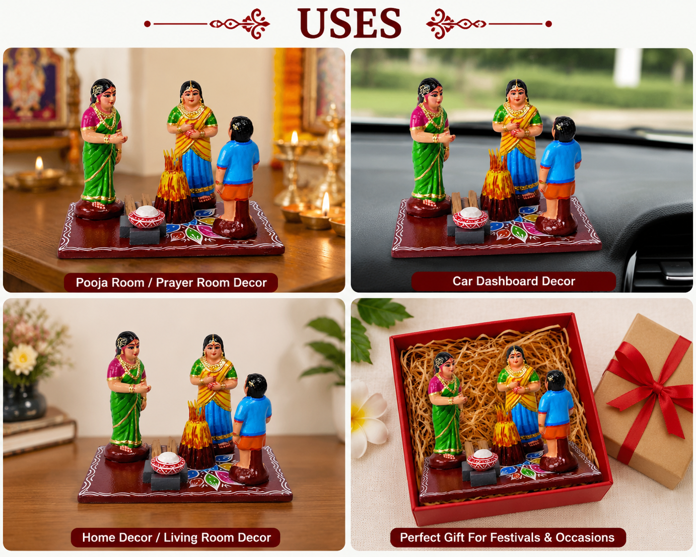 Handmade Traditional Beautiful Lohri Festival Design Kondapalli Bommallu Toy For Home Decor