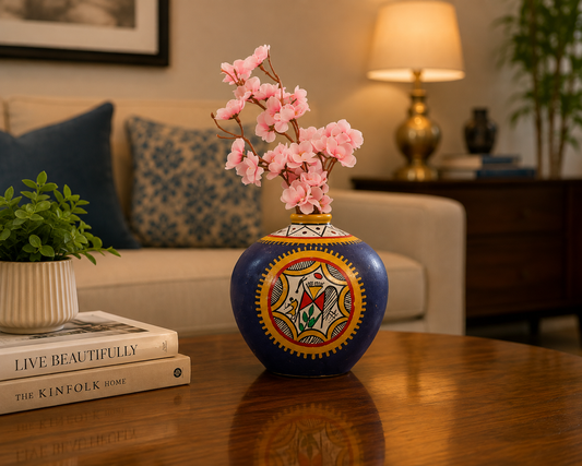 Tribal Blue Terracota vase