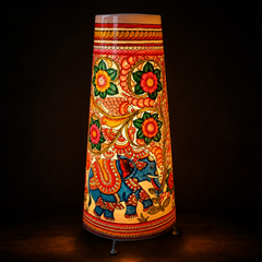 Andhra Pradesh Leather Puppetry Floral Elephant Decorative Showpiece Lamp
