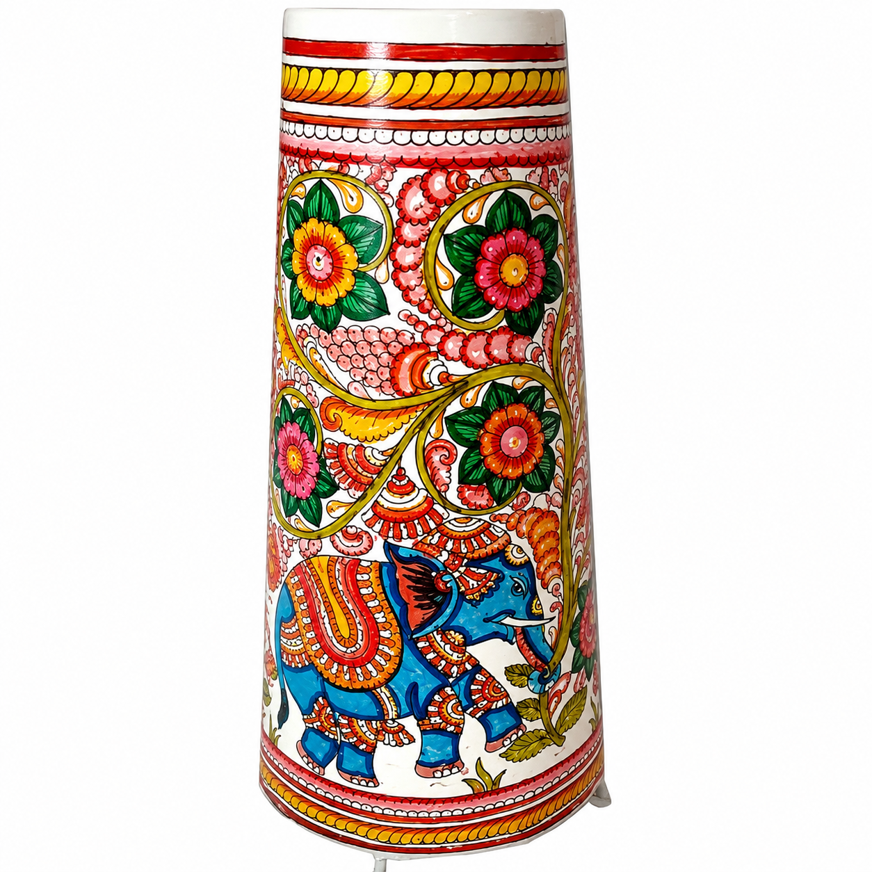Andhra Pradesh Leather Puppetry Floral Elephant Decorative Showpiece Lamp