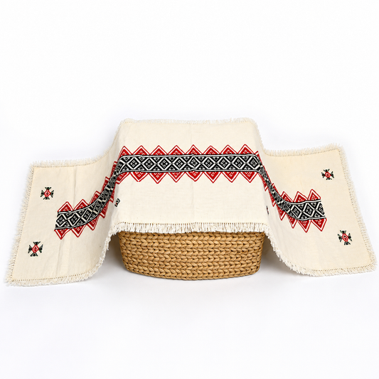 Toda Embroidered Cotton Table Runner