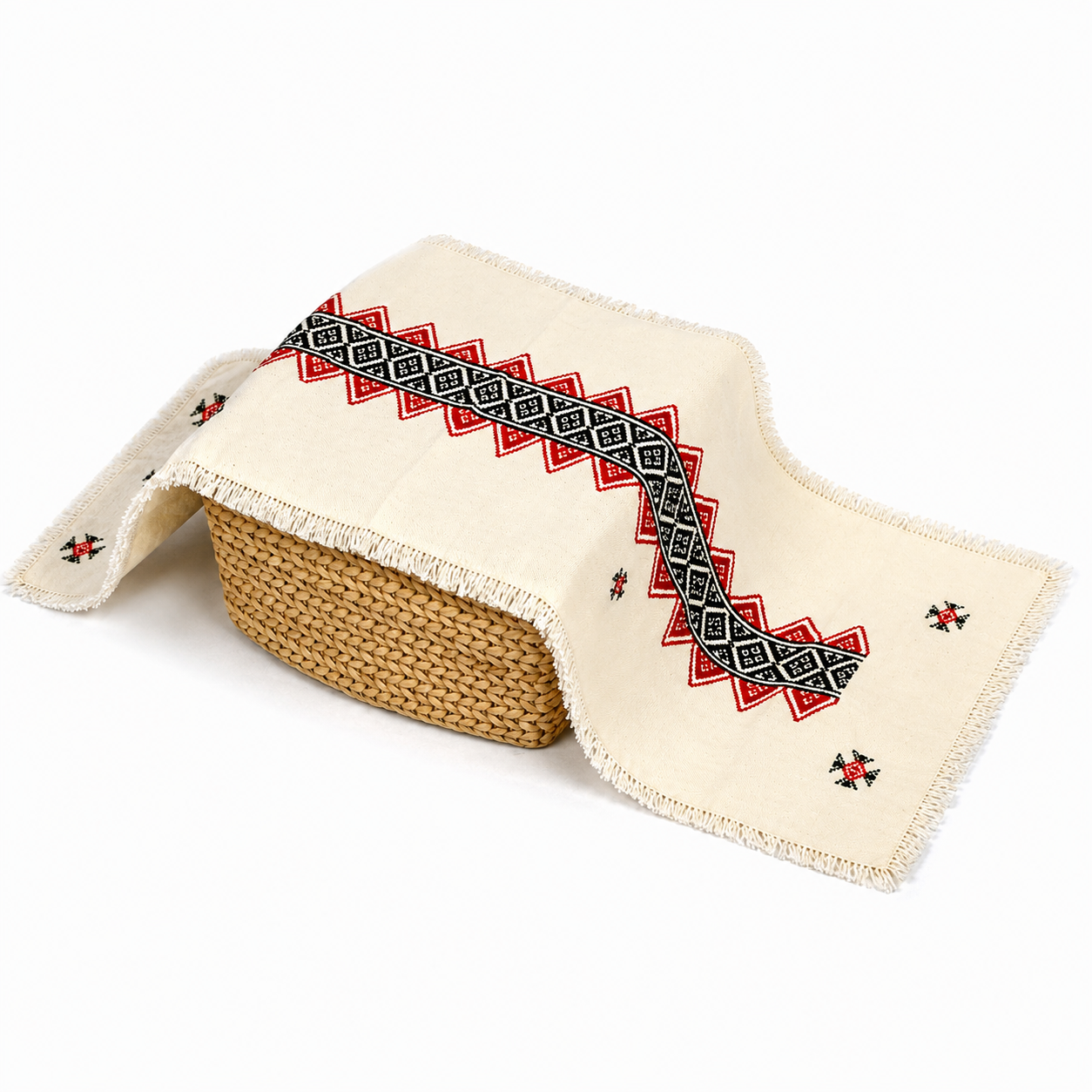 Toda Embroidered Cotton Table Runner