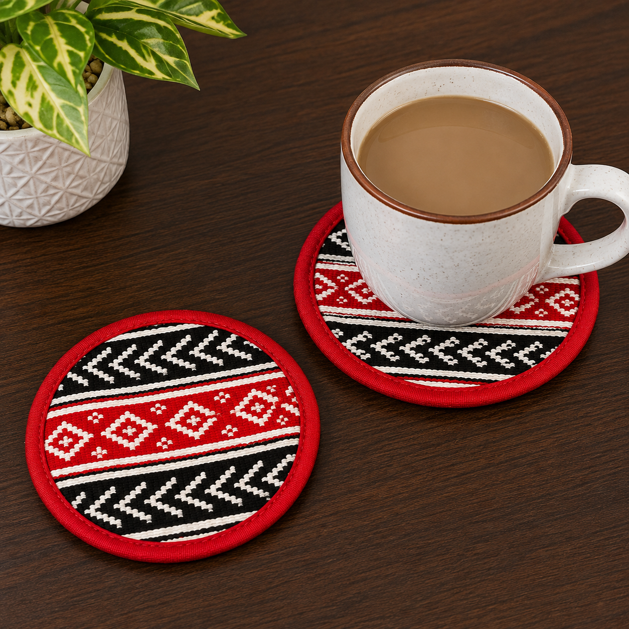 Eco-friendly Toda Embroidered Table Tea Coasters - Small