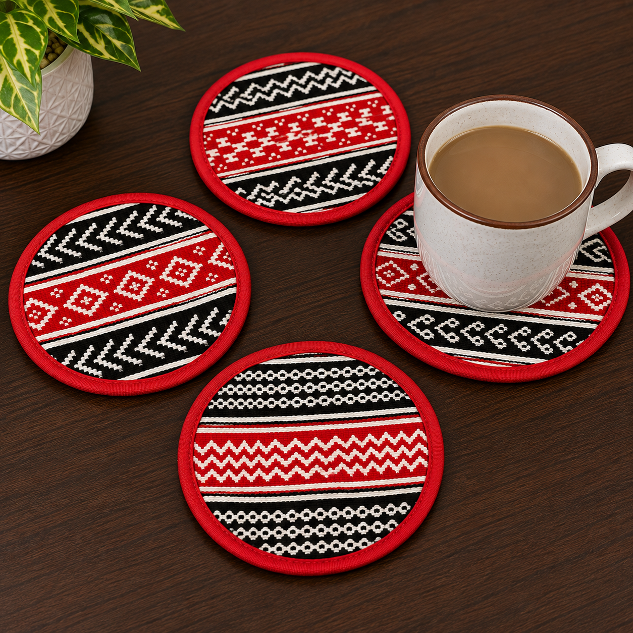 Eco-friendly Toda Embroidered Table Tea Coasters - Small