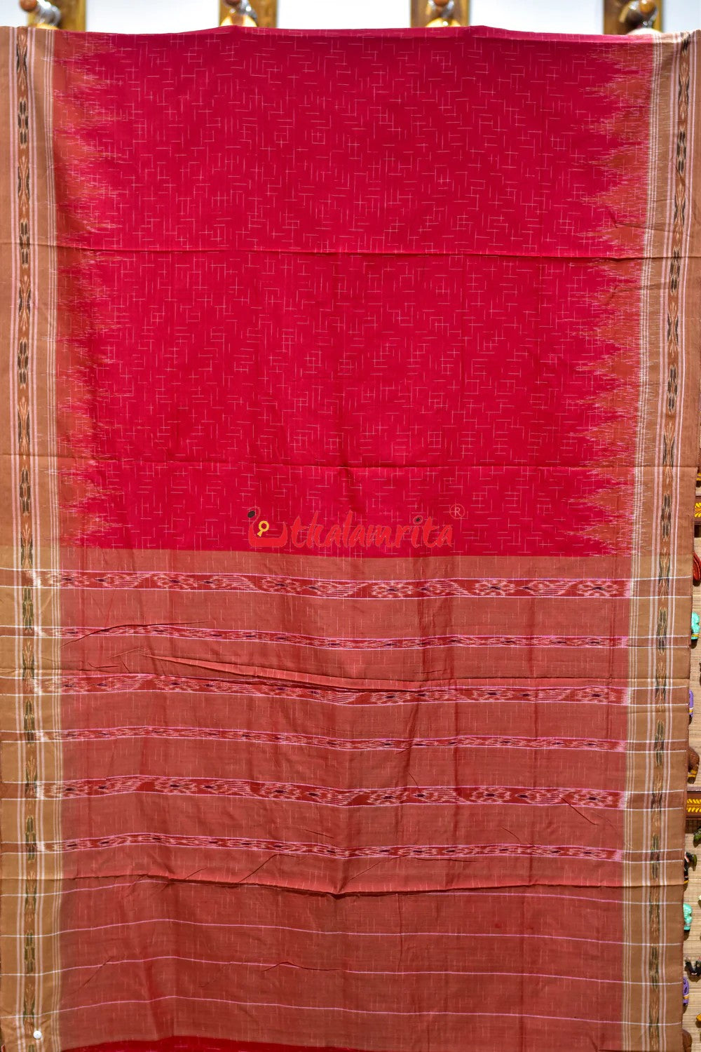 Red Brown Jharana Cotton Saree