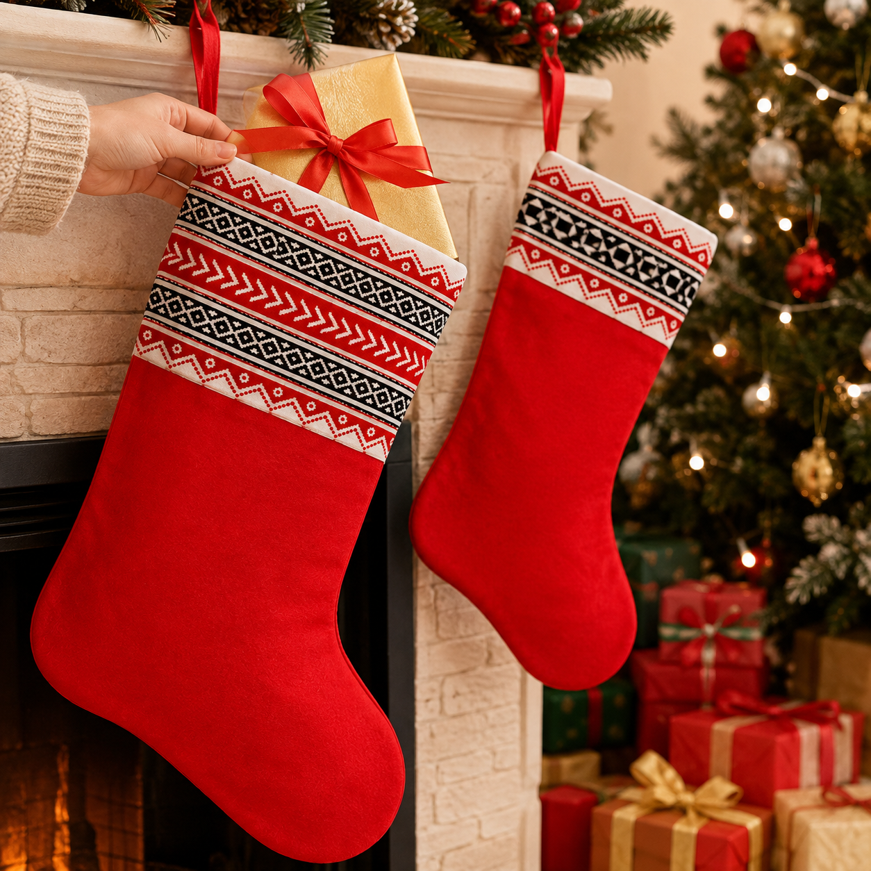 Eco-friendly Made Toda Embroidered X-Mas Socks