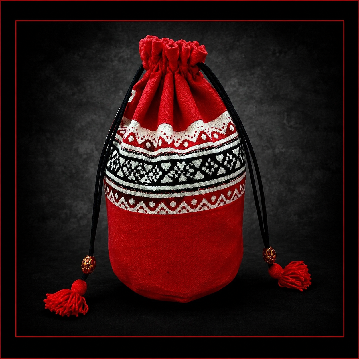 Beautiful Toda Embroidered Potly Bag - Red