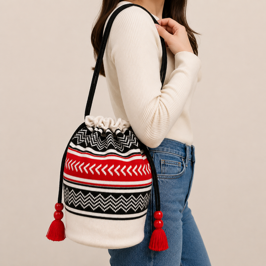Beautiful Toda Embroidered Potly Bag - White