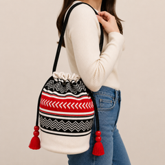 Beautiful Toda Embroidered Potly Bag - White
