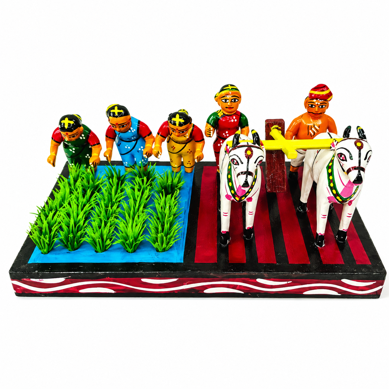 Handmade Beautiful Farming Field By Farmer Design Traditional Kondapalli Bommallu Toy For Home Decor