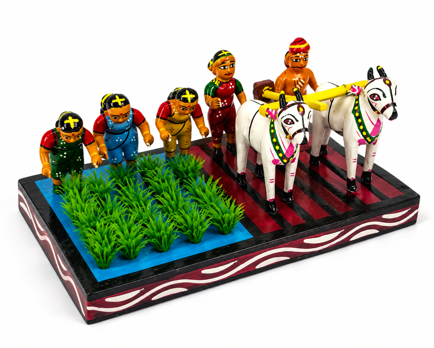 Handmade Beautiful Farming Field By Farmer Design Traditional Kondapalli Bommallu Toy For Home Decor