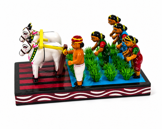 Handmade Beautiful Farming Field By Farmer Design Traditional Kondapalli Bommallu Toy For Home Decor