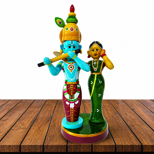 Handicraft Radha Krishna Wooden Toy Kondapalli Bommallu