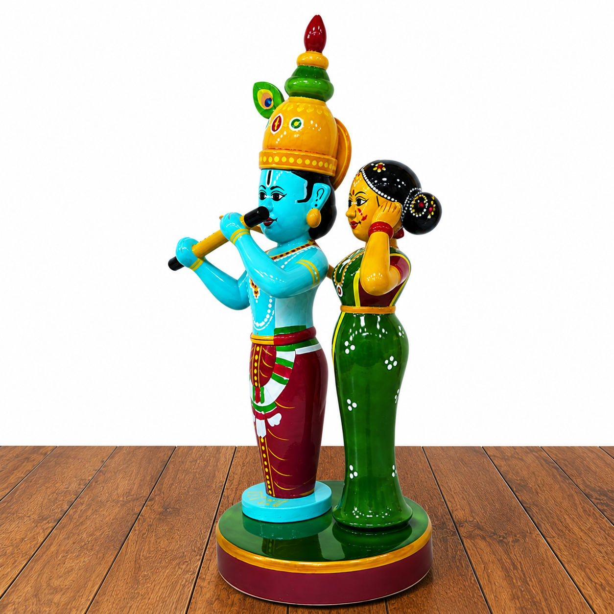 Handicraft Radha Krishna Wooden Toy Kondapalli Bommallu