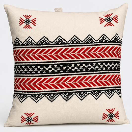 Toda Embroidered Cushion Cover - White