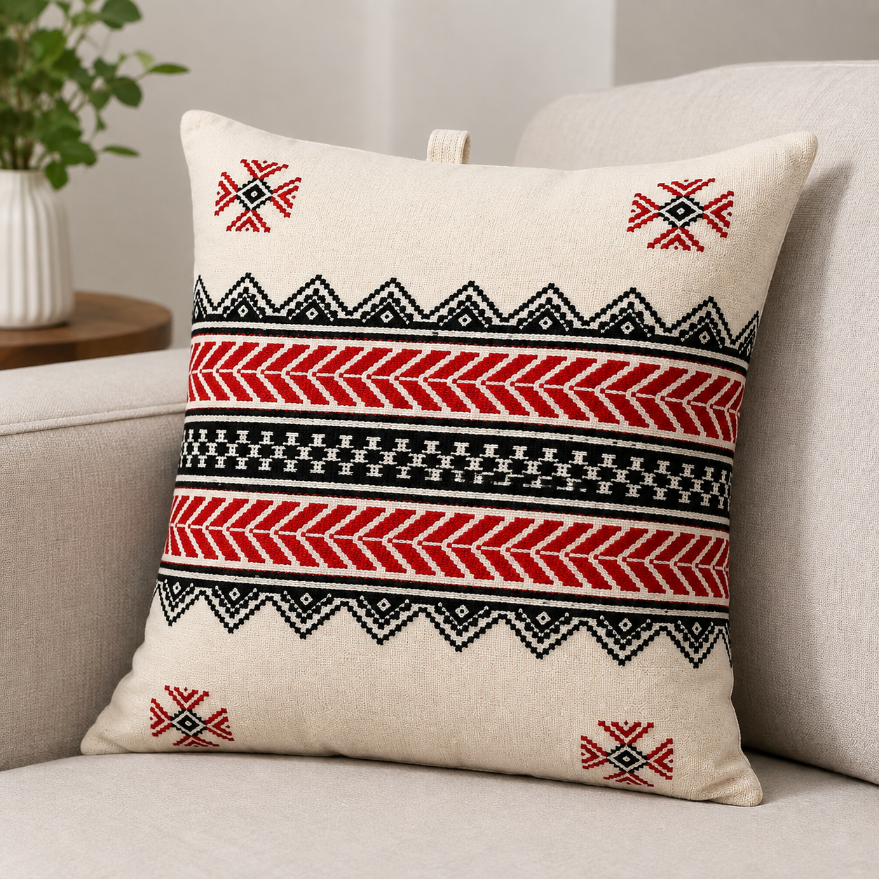 Toda Embroidered Cushion Cover - White