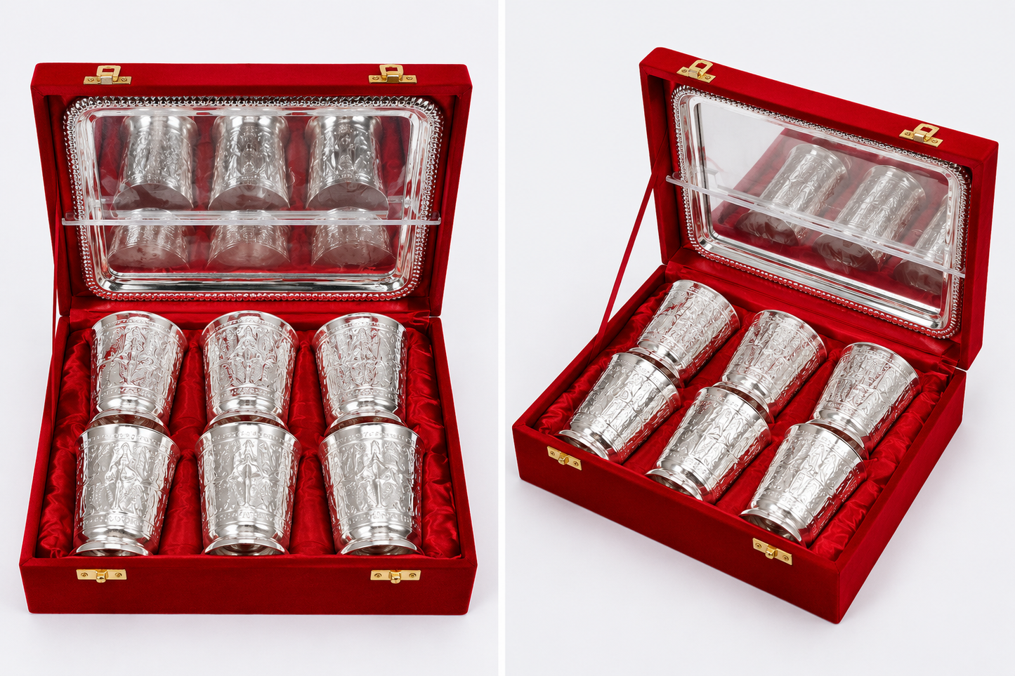 Silver Brass Designer Set Of 6 Glasses