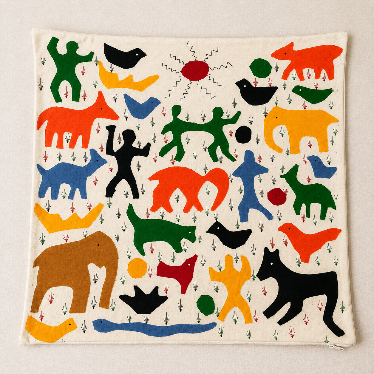 Animals & Kids Enjoyment Pipli Appliquie Cushion Cover Single Piece (16