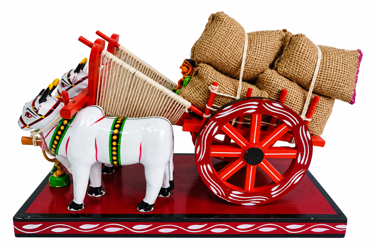 Handicrafted Kondapalli Bommallu Toy Bullock Cart Design