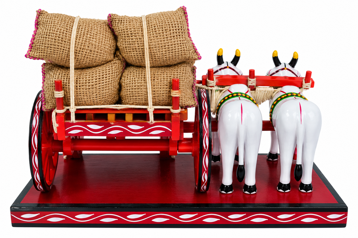 Handicrafted Kondapalli Bommallu Toy Bullock Cart Design