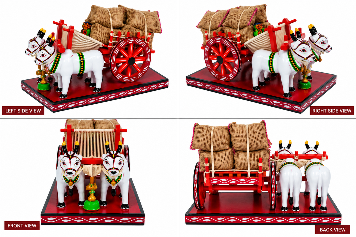 Handicrafted Kondapalli Bommallu Toy Bullock Cart Design