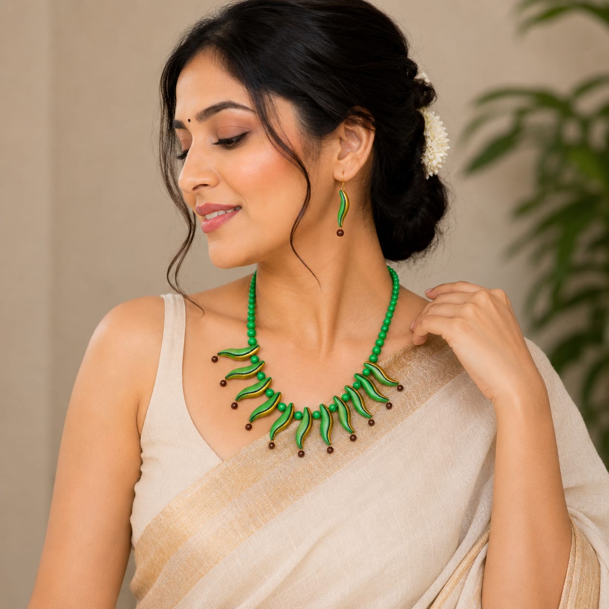 Multi-color Bankura Panchmura Terracotta Craft Necklace Jewellery Set