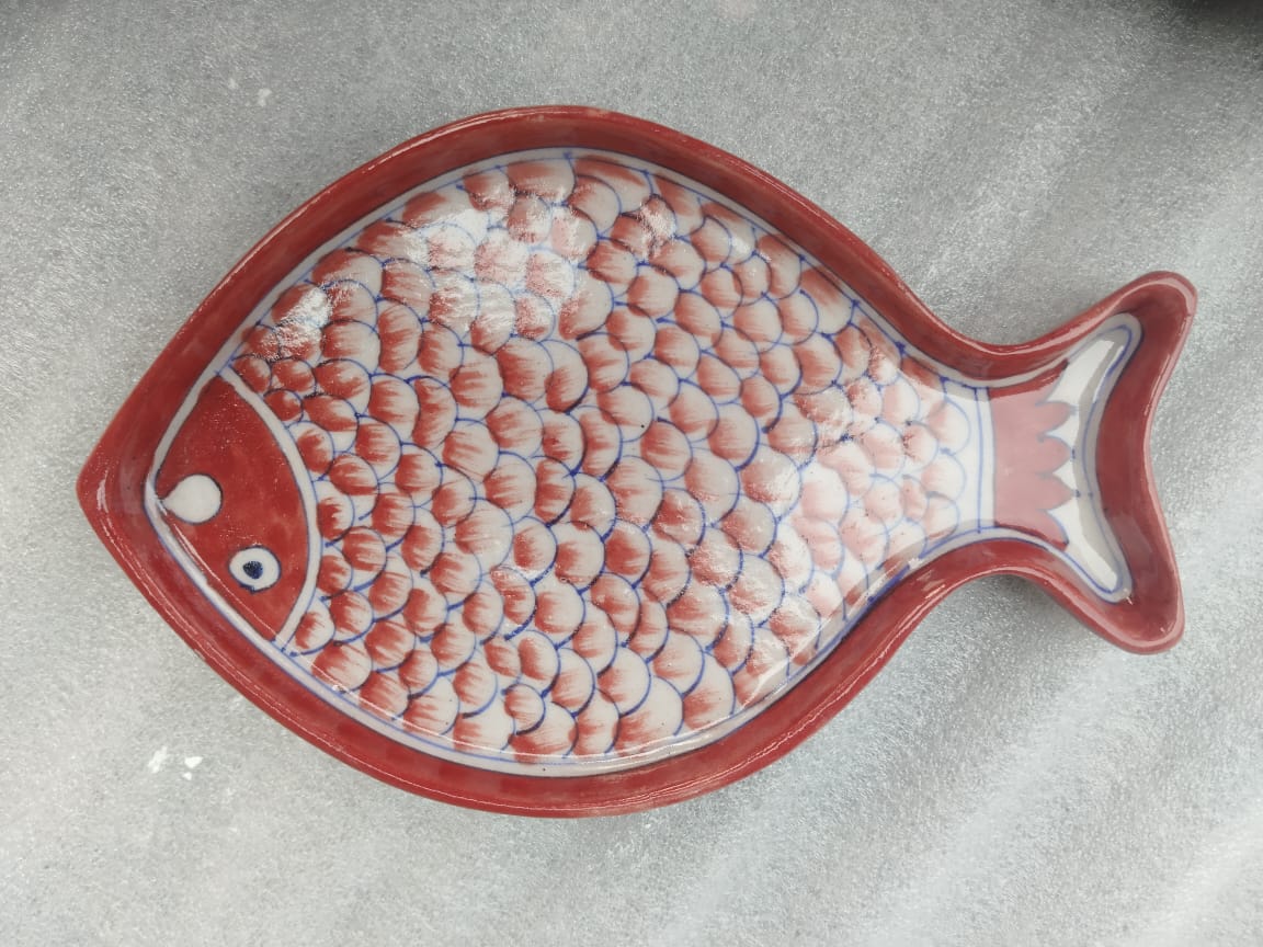 Blue Pottery Fish Wall Hanging