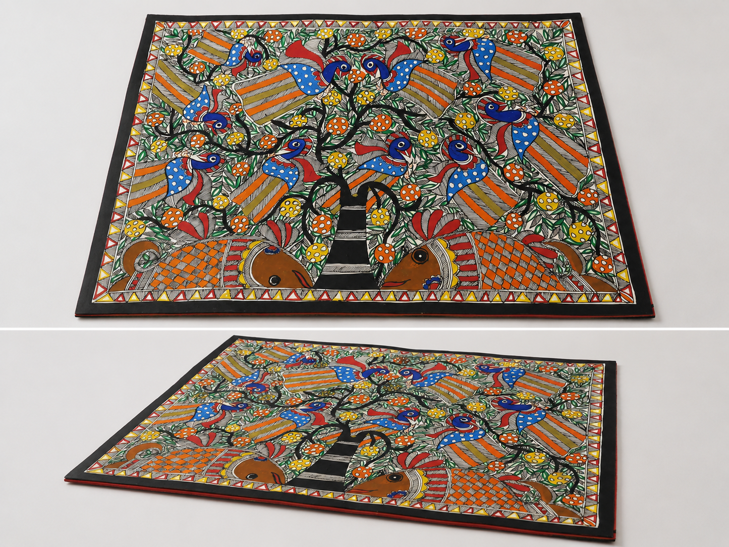 Beautiful Cluster Of Peacocks Madhubani Painting