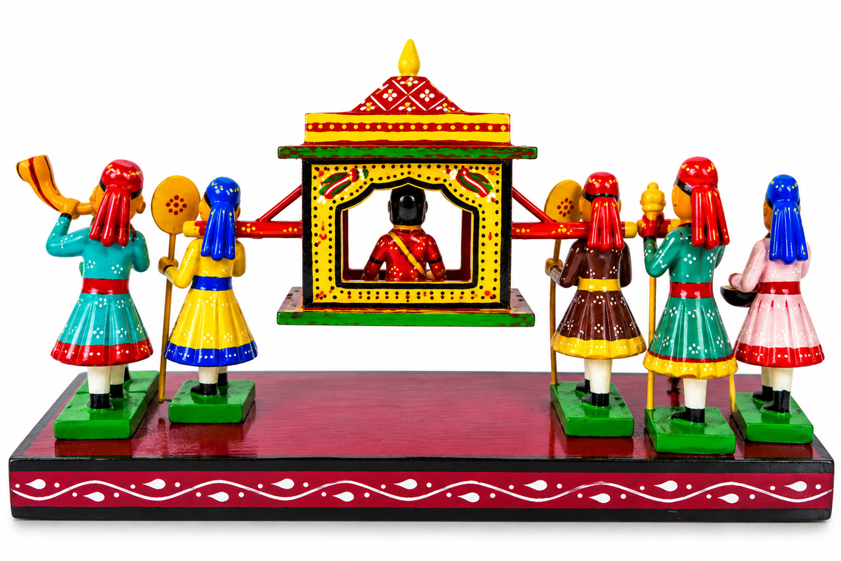 Handmade Beautiful Bridal Palki Design Traditional Kondapalli Bommallu Toy For Home Decor