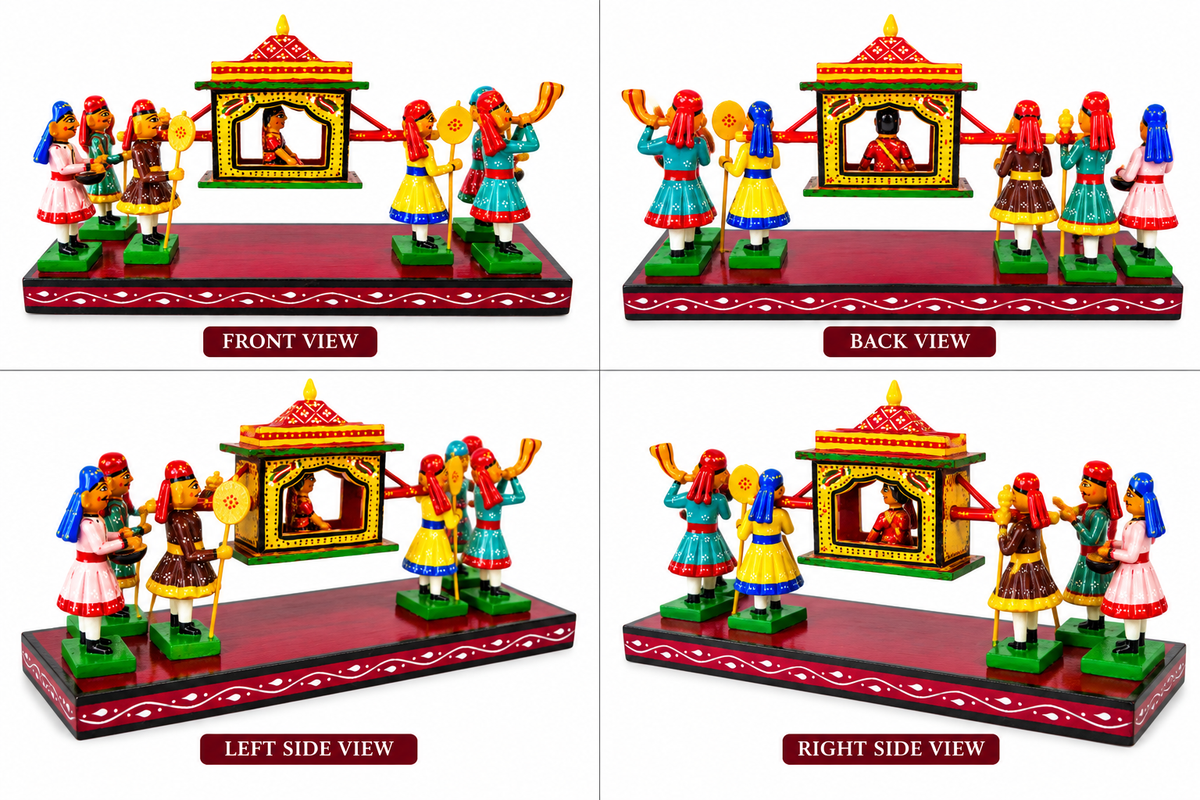 Handmade Beautiful Bridal Palki Design Traditional Kondapalli Bommallu Toy For Home Decor