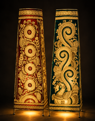 Andhra Pradesh Leather Puppetry Decorative Showpiece Lamp (Set of 2)