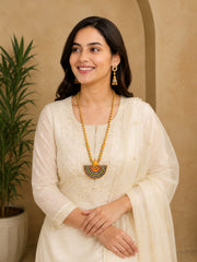 Golden Bankura Panchmura Terracotta Craft Necklace Jewellery Set