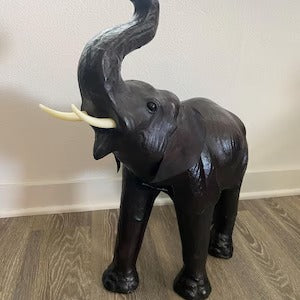 Handcrafted Leather African Elephant - 24 Inch